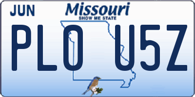 MO license plate PL0U5Z