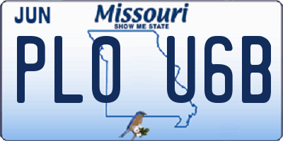 MO license plate PL0U6B