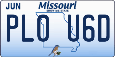 MO license plate PL0U6D