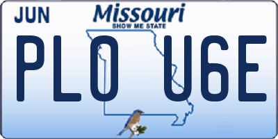 MO license plate PL0U6E