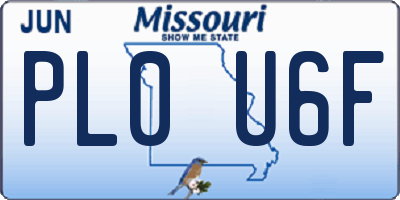 MO license plate PL0U6F