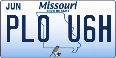 MO license plate PL0U6H