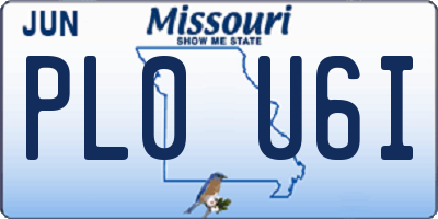 MO license plate PL0U6I