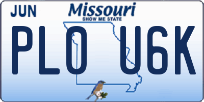 MO license plate PL0U6K