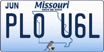 MO license plate PL0U6L