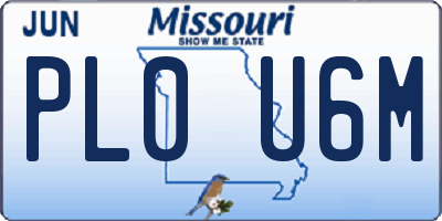 MO license plate PL0U6M