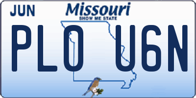 MO license plate PL0U6N