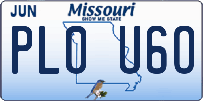 MO license plate PL0U6O