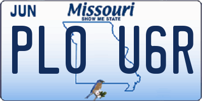 MO license plate PL0U6R
