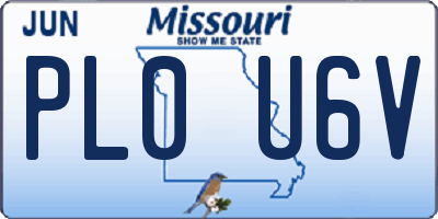 MO license plate PL0U6V
