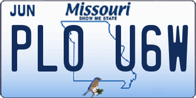 MO license plate PL0U6W