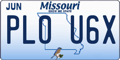 MO license plate PL0U6X