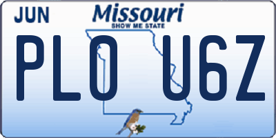 MO license plate PL0U6Z