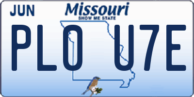MO license plate PL0U7E