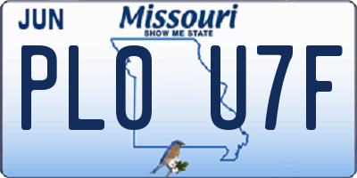 MO license plate PL0U7F