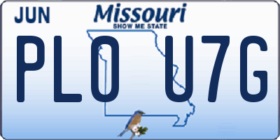 MO license plate PL0U7G
