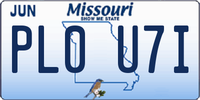 MO license plate PL0U7I