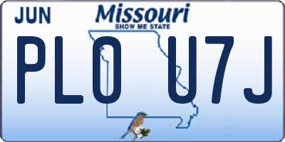 MO license plate PL0U7J