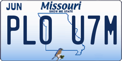 MO license plate PL0U7M