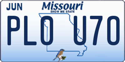 MO license plate PL0U7O