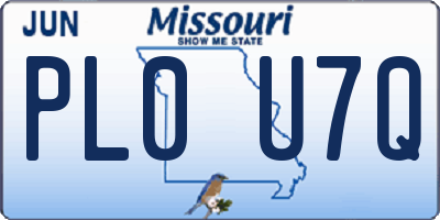 MO license plate PL0U7Q