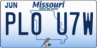 MO license plate PL0U7W