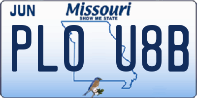 MO license plate PL0U8B