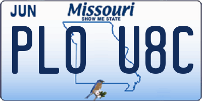 MO license plate PL0U8C