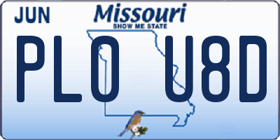 MO license plate PL0U8D