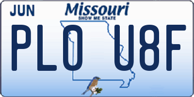 MO license plate PL0U8F