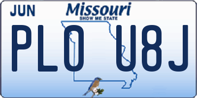 MO license plate PL0U8J