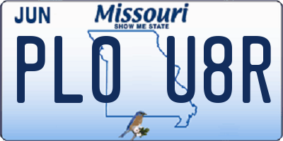 MO license plate PL0U8R
