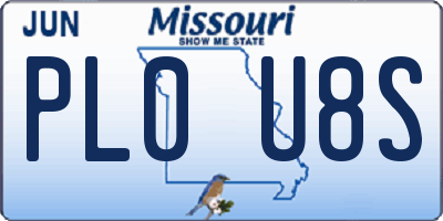 MO license plate PL0U8S