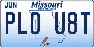 MO license plate PL0U8T