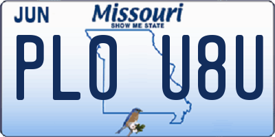 MO license plate PL0U8U