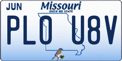 MO license plate PL0U8V