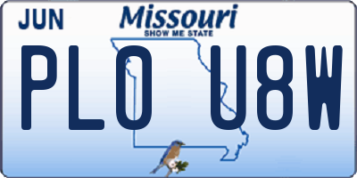 MO license plate PL0U8W
