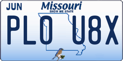 MO license plate PL0U8X