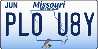 MO license plate PL0U8Y