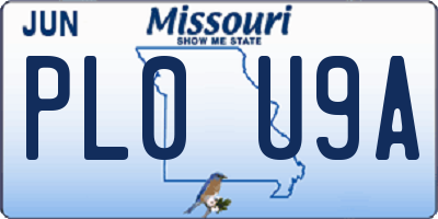 MO license plate PL0U9A