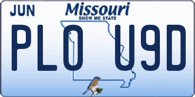 MO license plate PL0U9D