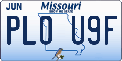 MO license plate PL0U9F