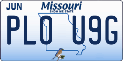 MO license plate PL0U9G