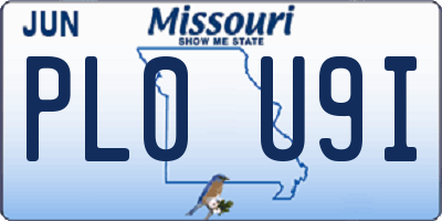 MO license plate PL0U9I