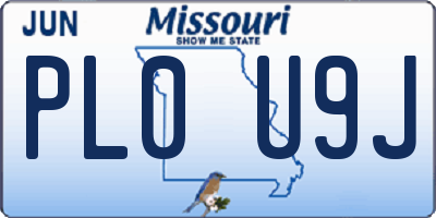 MO license plate PL0U9J