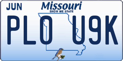 MO license plate PL0U9K