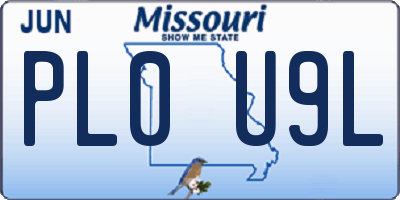 MO license plate PL0U9L