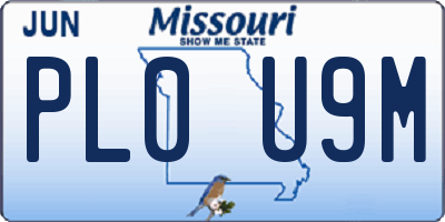 MO license plate PL0U9M