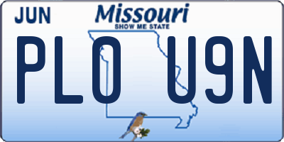 MO license plate PL0U9N