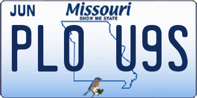MO license plate PL0U9S